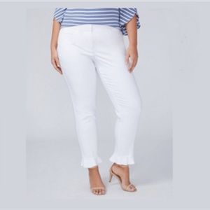 LANE BRYANT ALLIE MOD STRETCH RUFFLE WHITE ANKLE